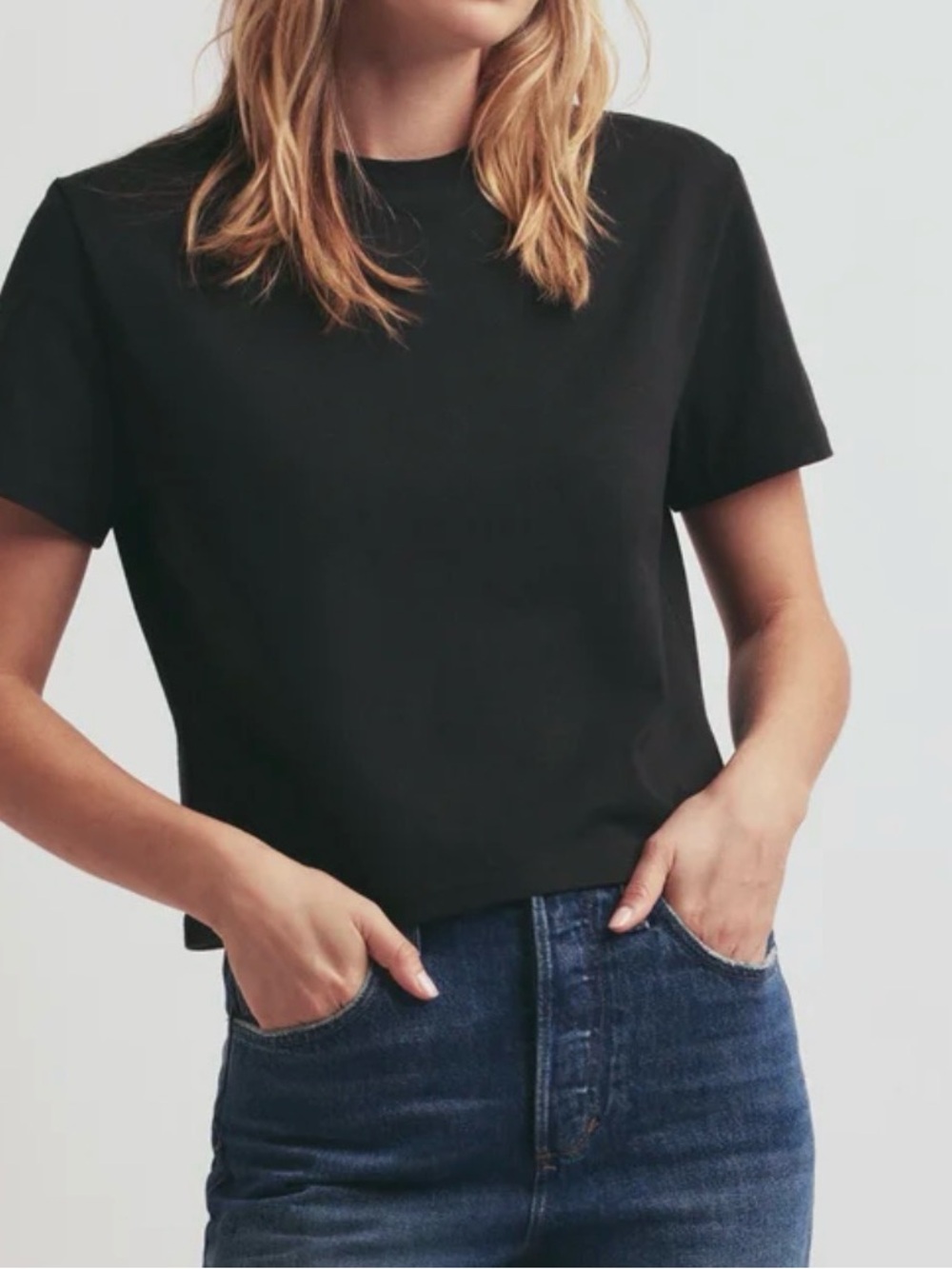 100% organic cotton Favorite Daughter Black Short Sleeve Crew Tee